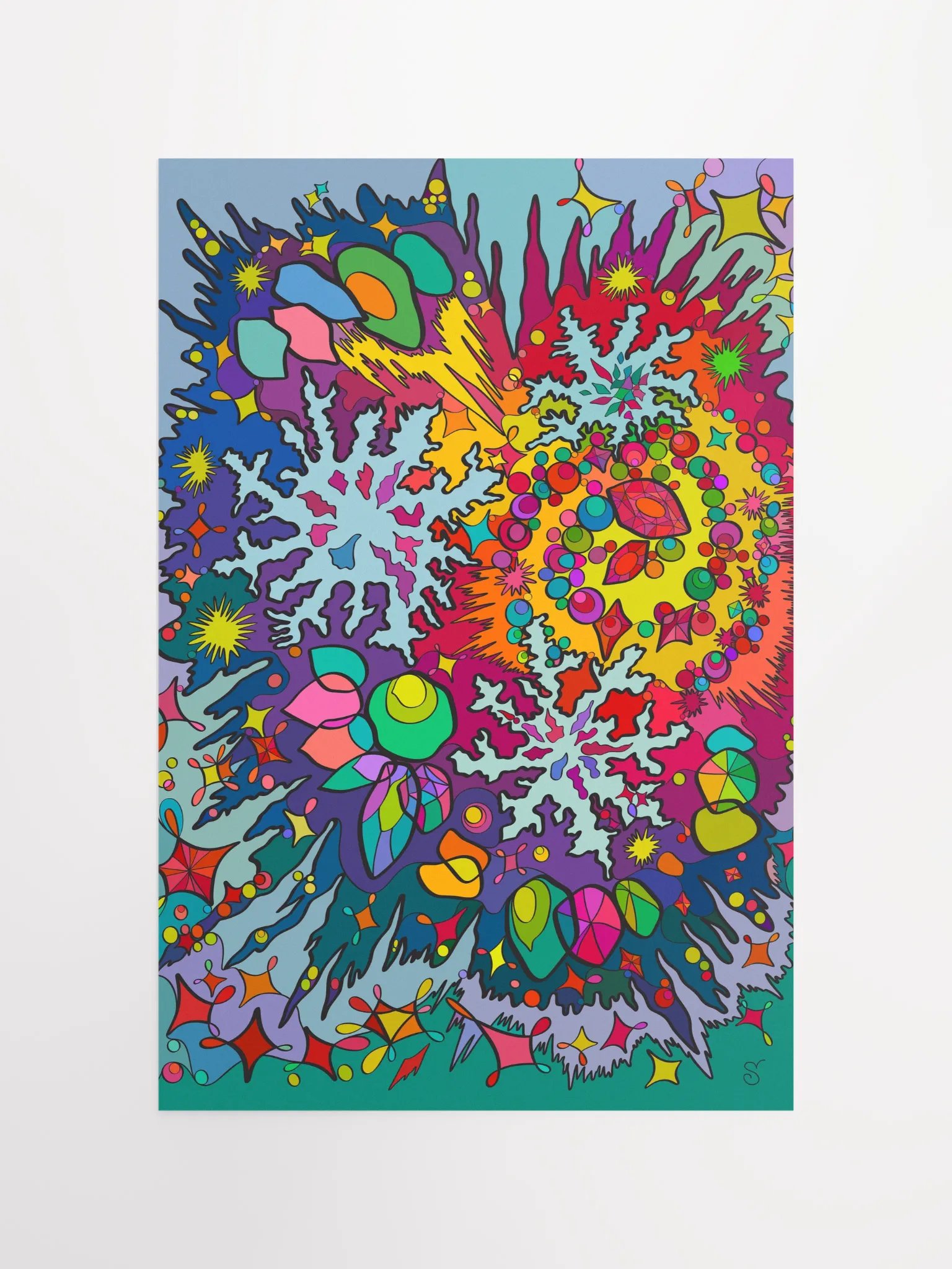 Vibrant Abstract Fusion Poster -Snowflakes product image (4)