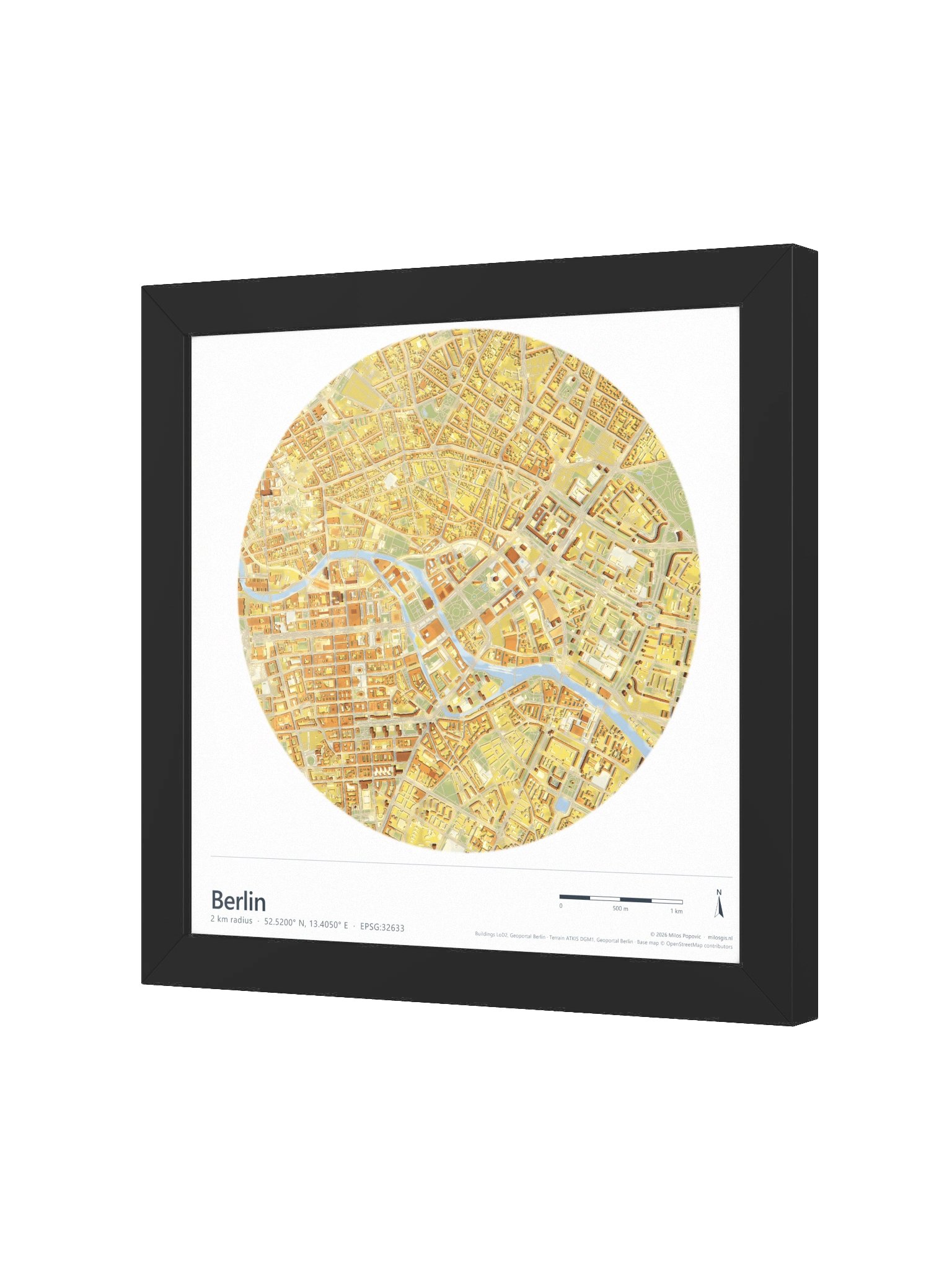 Berlin: Path-Traced 3D City Map · Framed Matte Poster product image (14)