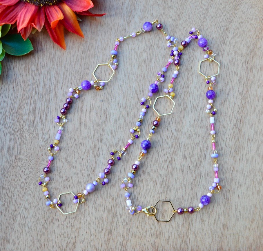 Malaysia Jade Gemstone and Gold Hexagon Fairy Beaded Layering Necklace Handmade Gift For Her product image (2)