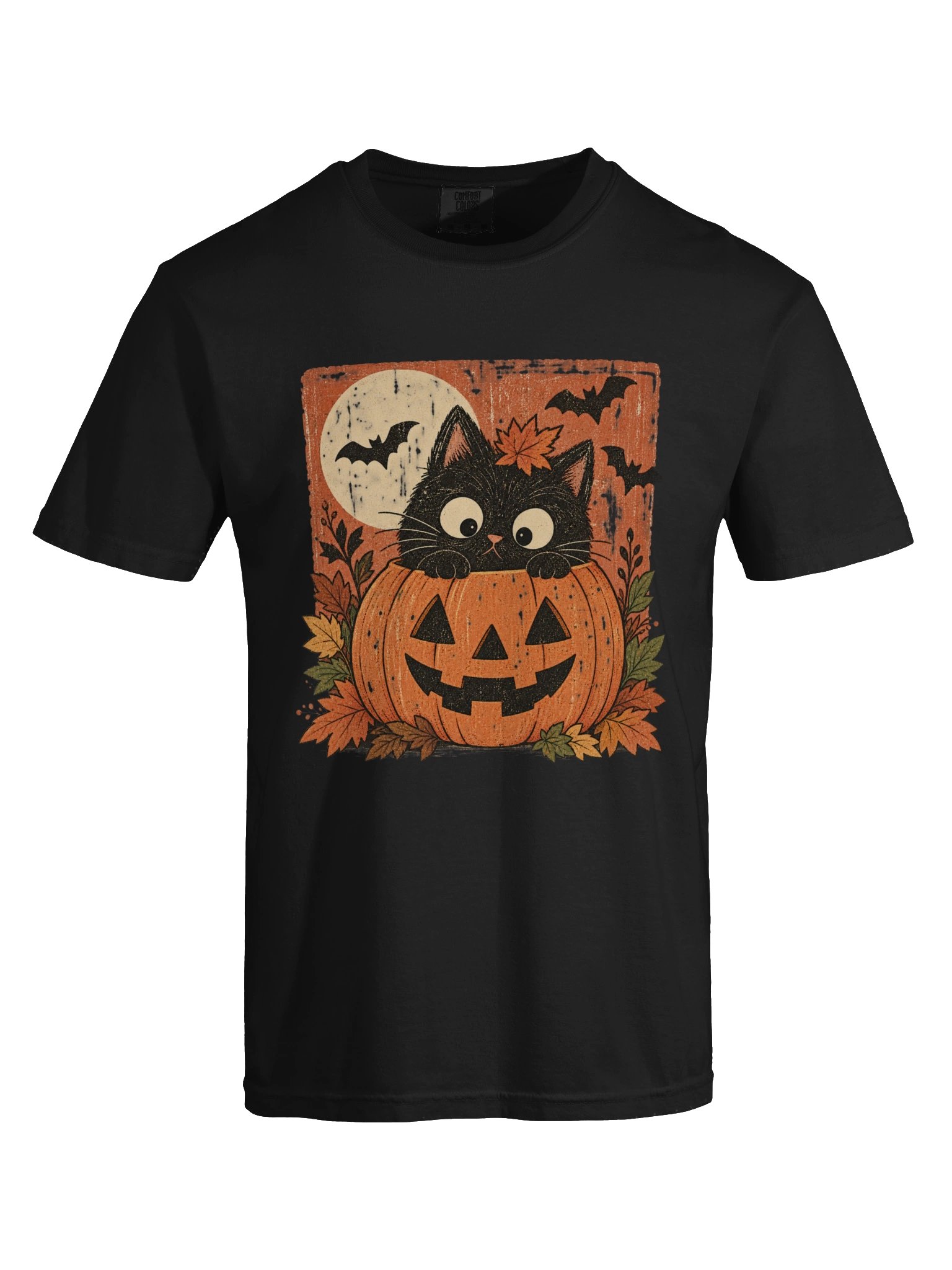 Vintage Halloween Black Cat T-Shirt, Pumpkin Graphic Tee, Retro Spooky Cat Shirt, Fall Halloween Shirt product image (10)