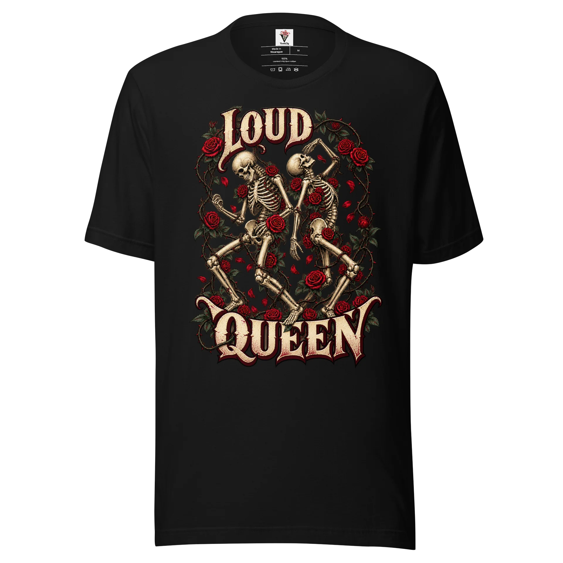 Loud Queen – Skeleton & Roses Statement Tee product image (1)