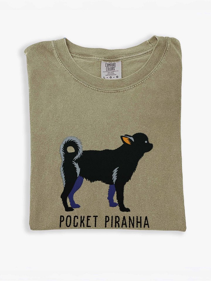 Pocket Piranha T-Shirt(Embroidered) of a Chihuahua(Black) product image (1)