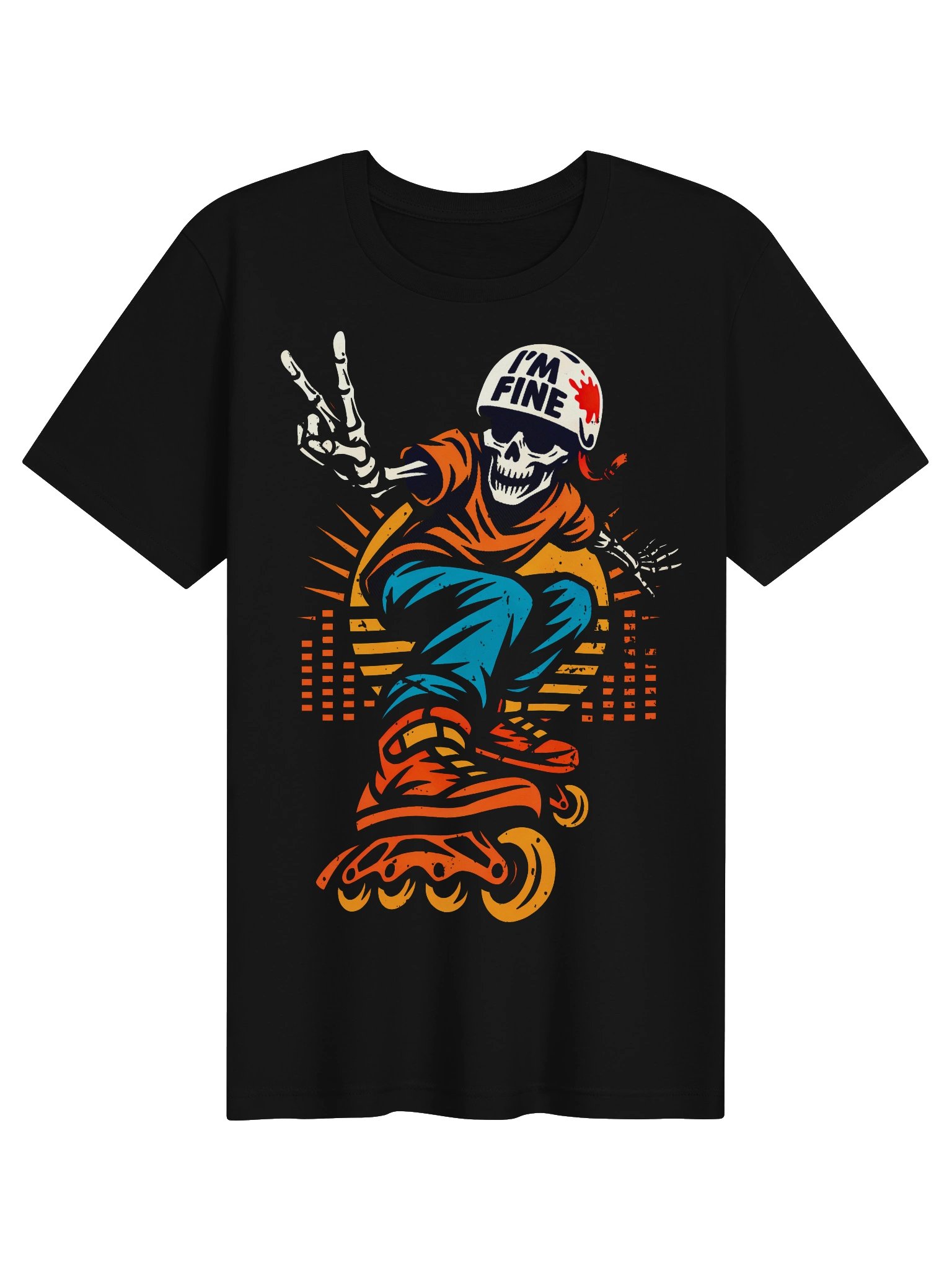 Skeleton Skater Shirt Inline Skating I’m Fine Roller Blading Horror product image (1)