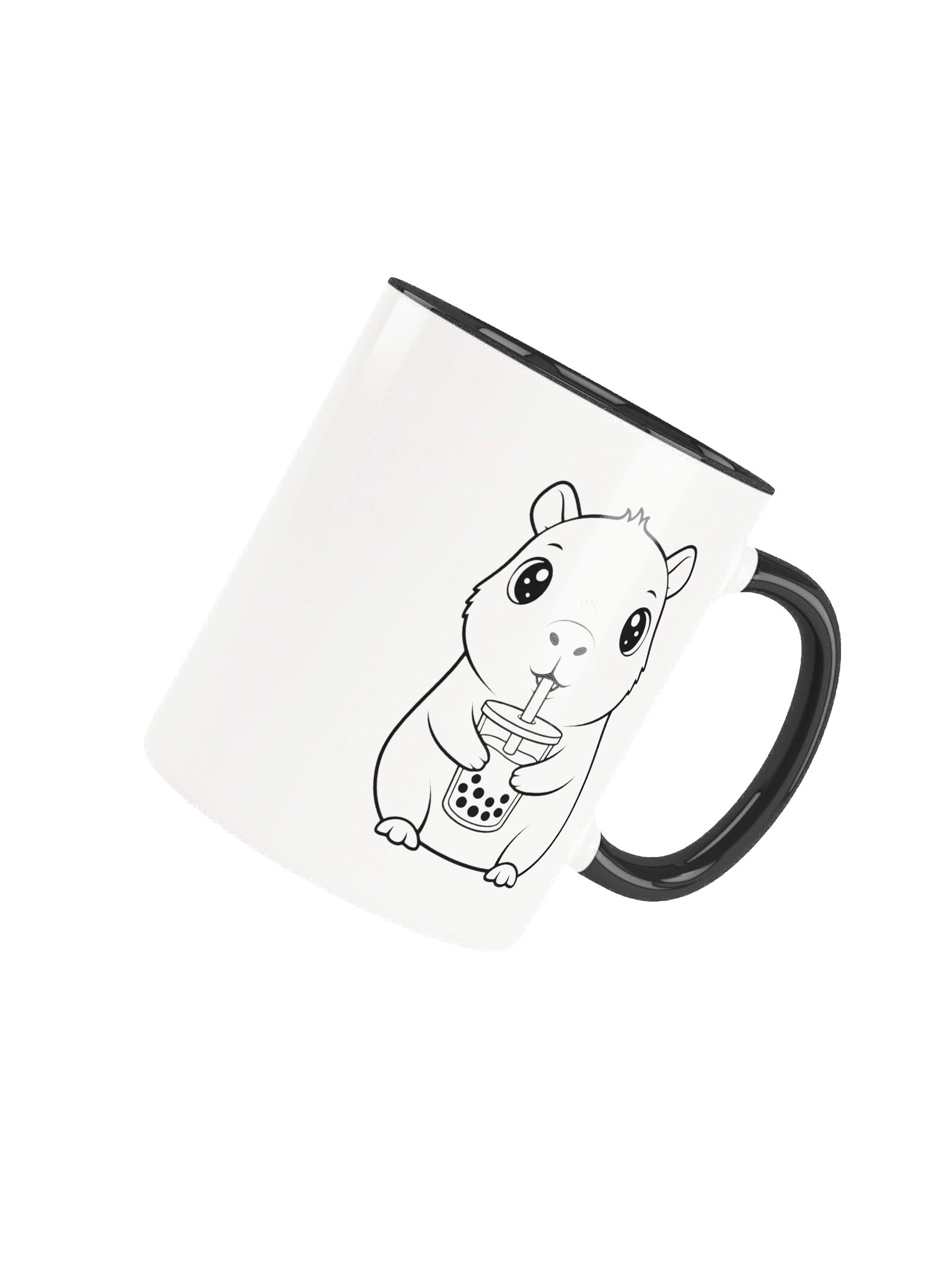 Kawaii Capybara Drinking Bubble Tea Mug, Cute Boba Lover Gift, 11oz Ceramic Cup, Present for Animal Lover product image (4)