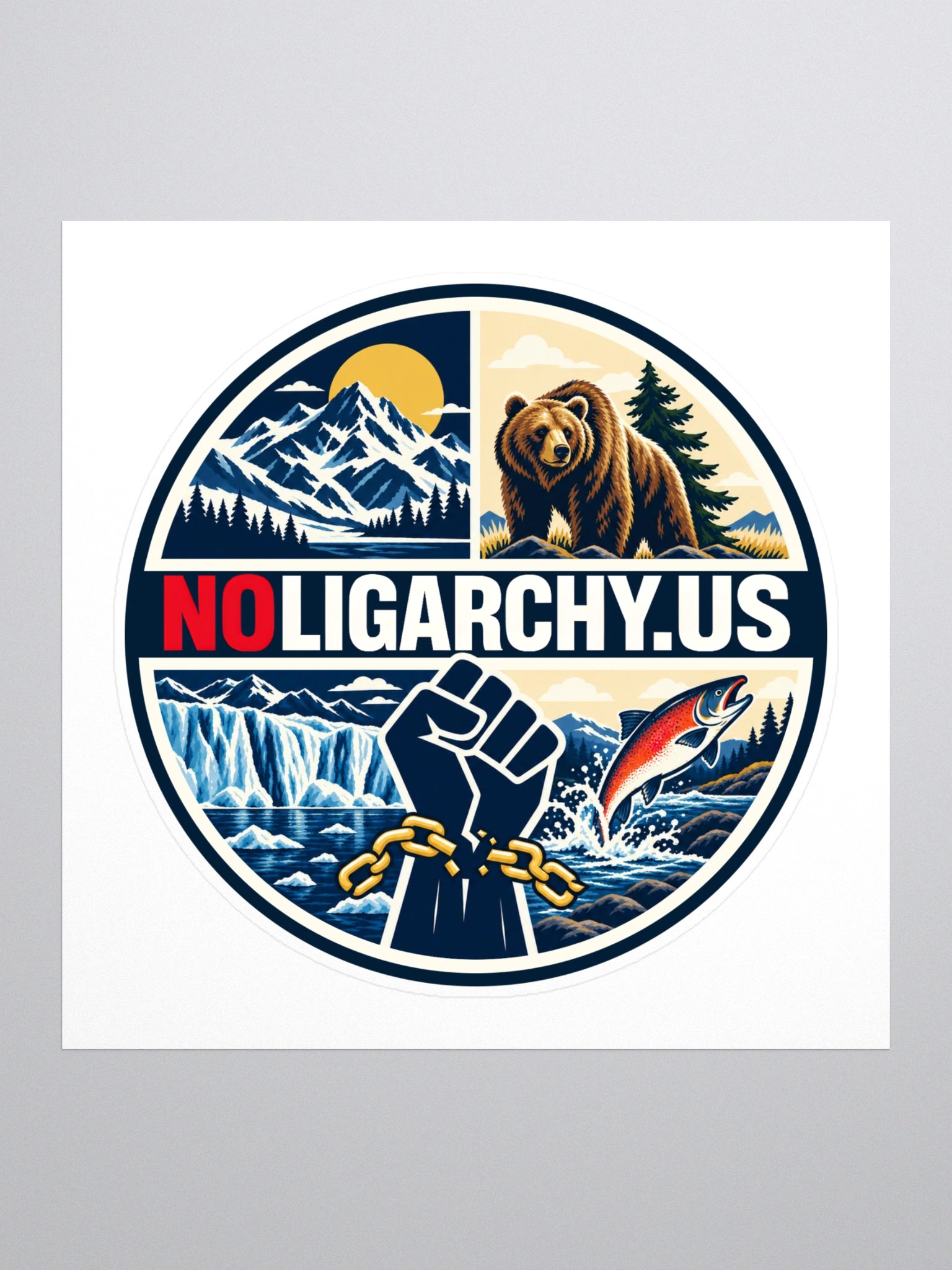 Alaska NOLIGARCHY.US sticker product image (1)
