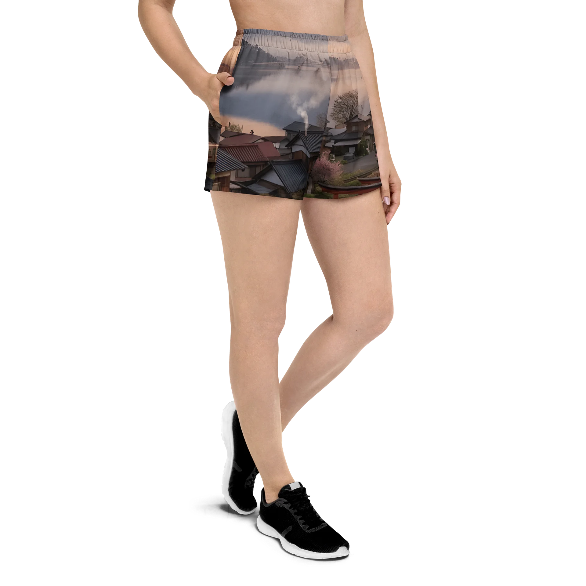 Mount Fuji Unisex Athletic Shorts | High-Waisted Workout Shorts product image (5)