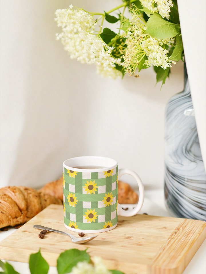 Sunflower Gingham in Green Mug product image (1)