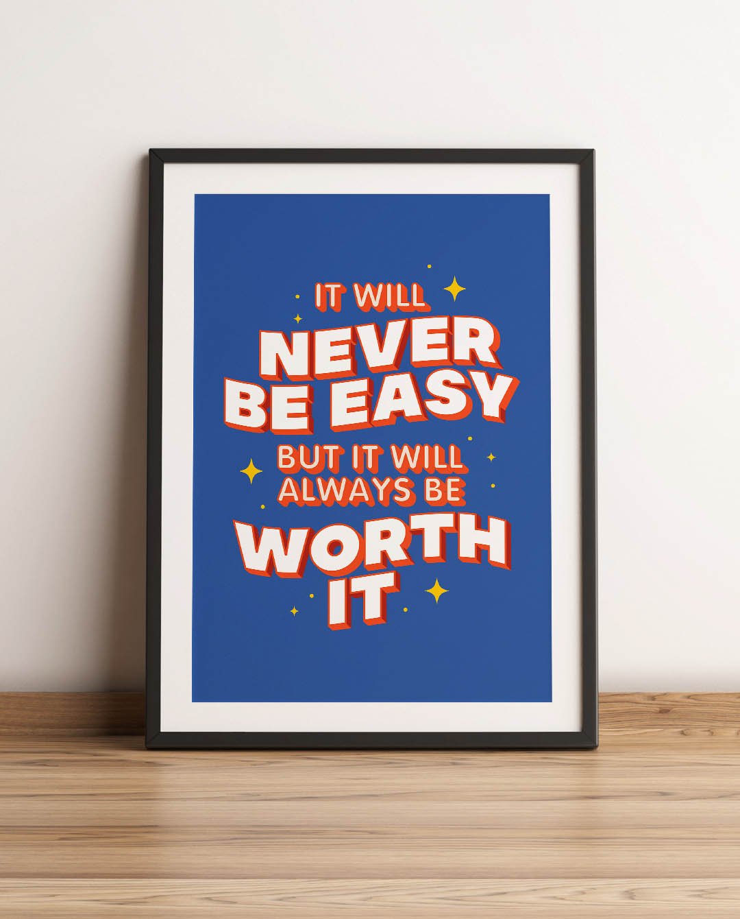 Never Easy Quote Affirmation Printable Wall Art Decor - Instant Download product image (1)