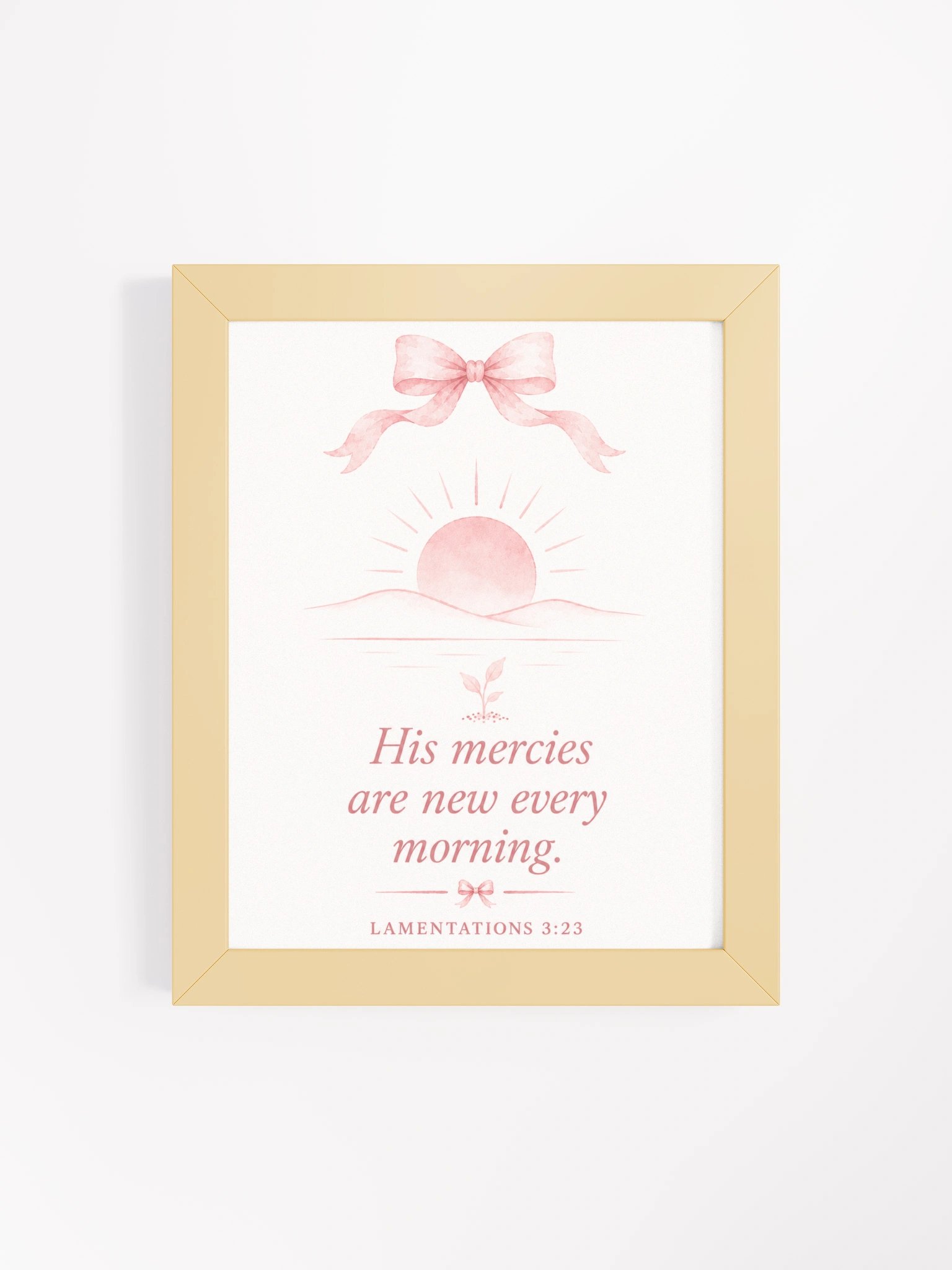 His Mercies Are New Every Morning Lamentations 3:22-23 | Pink Coquette Framed Christian Wall Art product image (4)