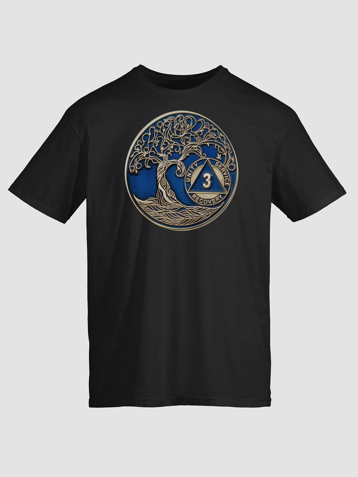 Twisted Tree of Life 3rd Year Sobriety Blue Medallion | Recovery T-Shirt Inspiring Sobriety product image (1)