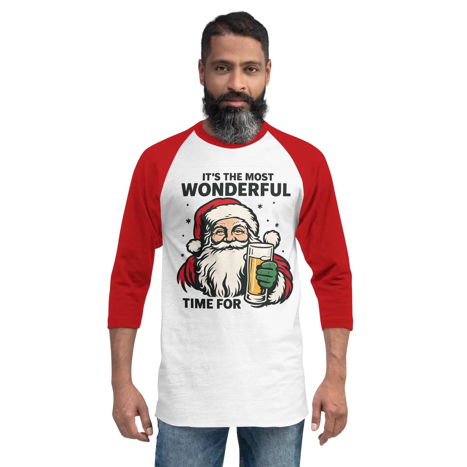 Cheerful Santa Beer Raglan Tee product image (3)