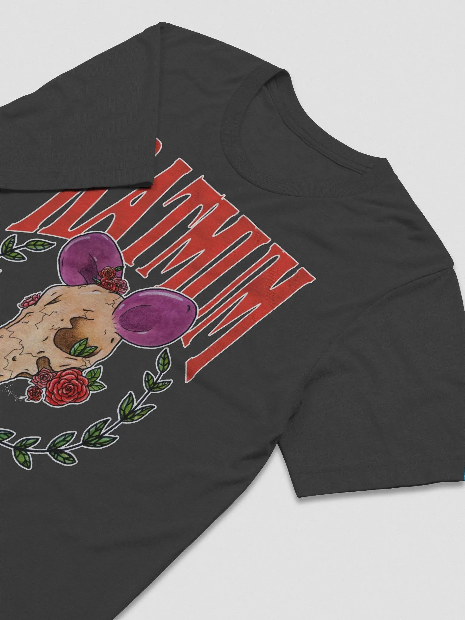 AJA X RAT - Wreathed Skull T-Shirt (Charcoal) product image (1)
