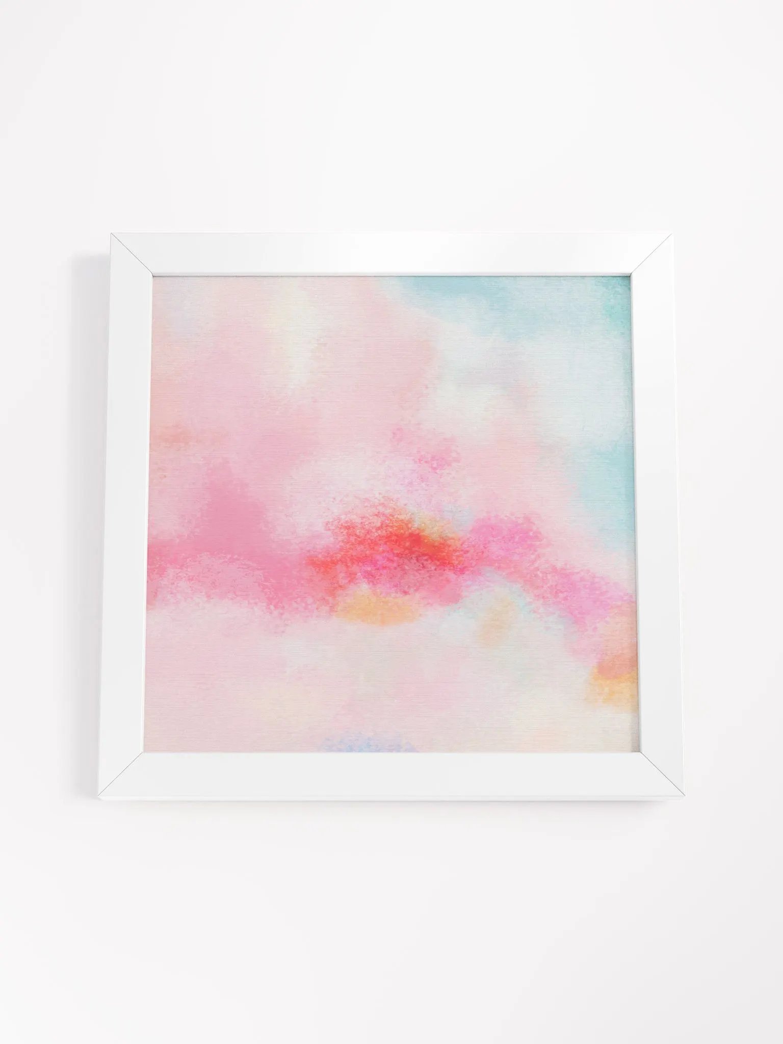 Blush pink, hot pink, peach, teal blue and white abstract painting print product image (45)