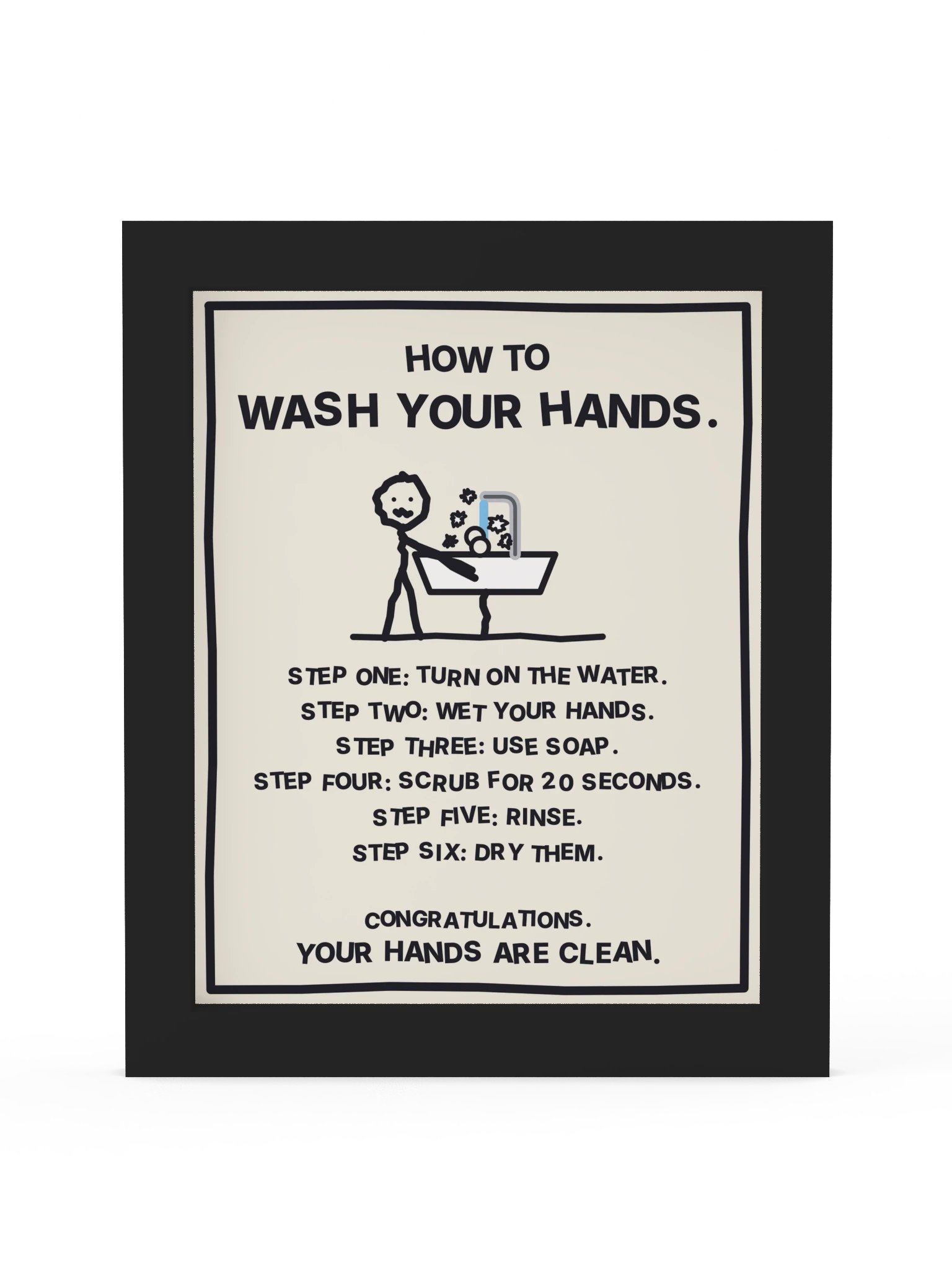 How to Wash Your Hands (Framed Bathroom Sign) product image (1)