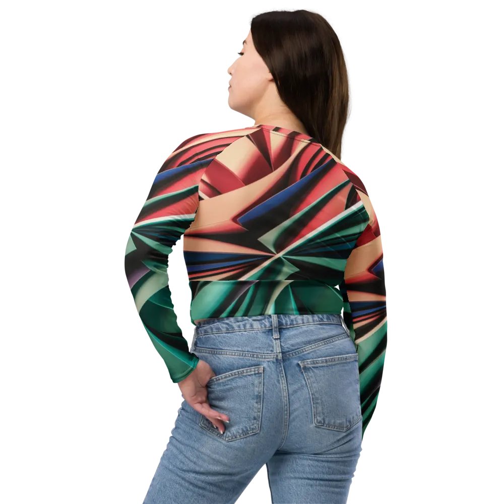TDS Music Recycled Long Sleeve Crop Top - Eco-Friendly with Vibrant Multicolour Print product image (8)