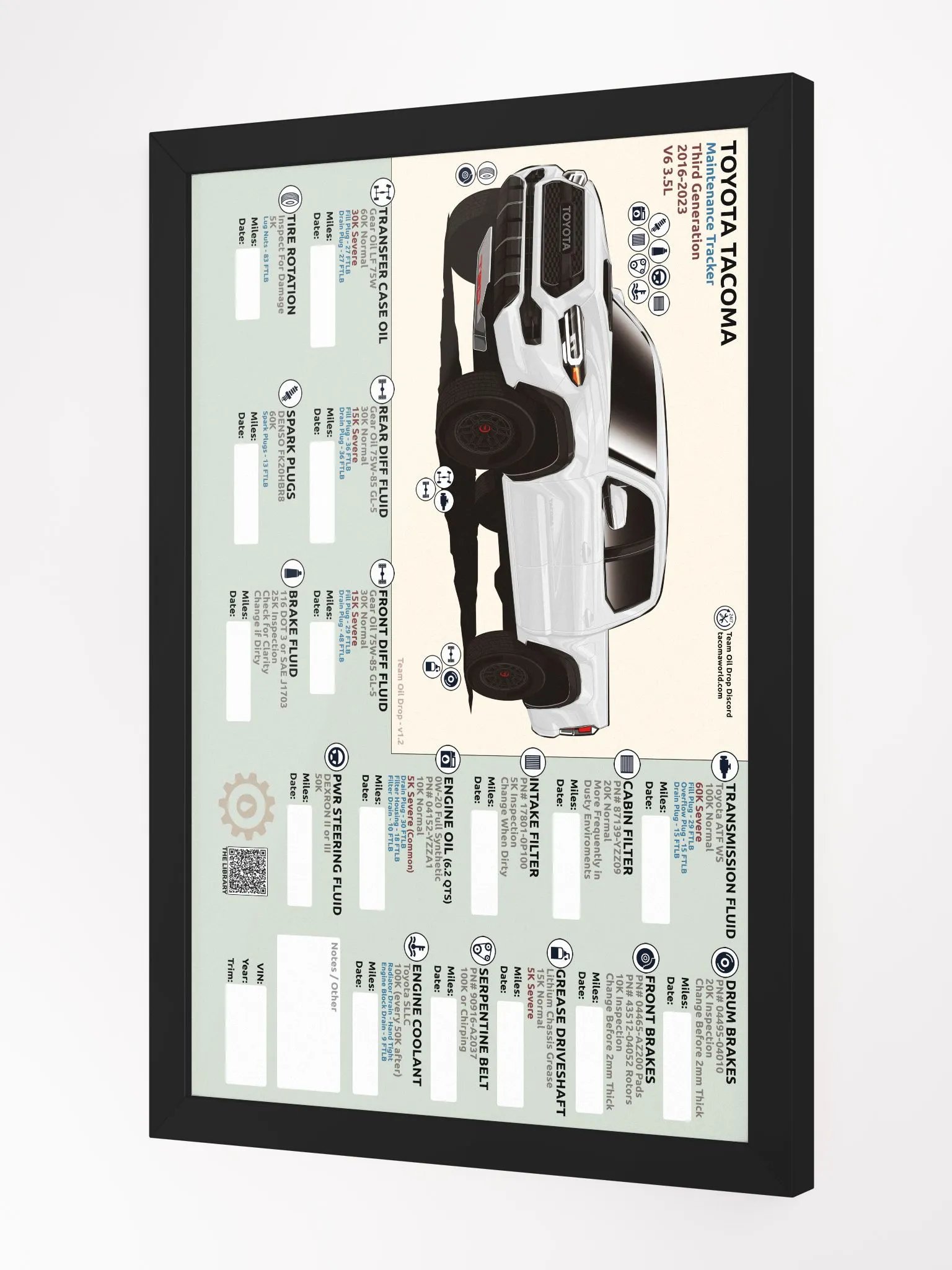 3RD GEN MAINTENANCE TRACKER V1.2 - White (FRAMED) product image (3)