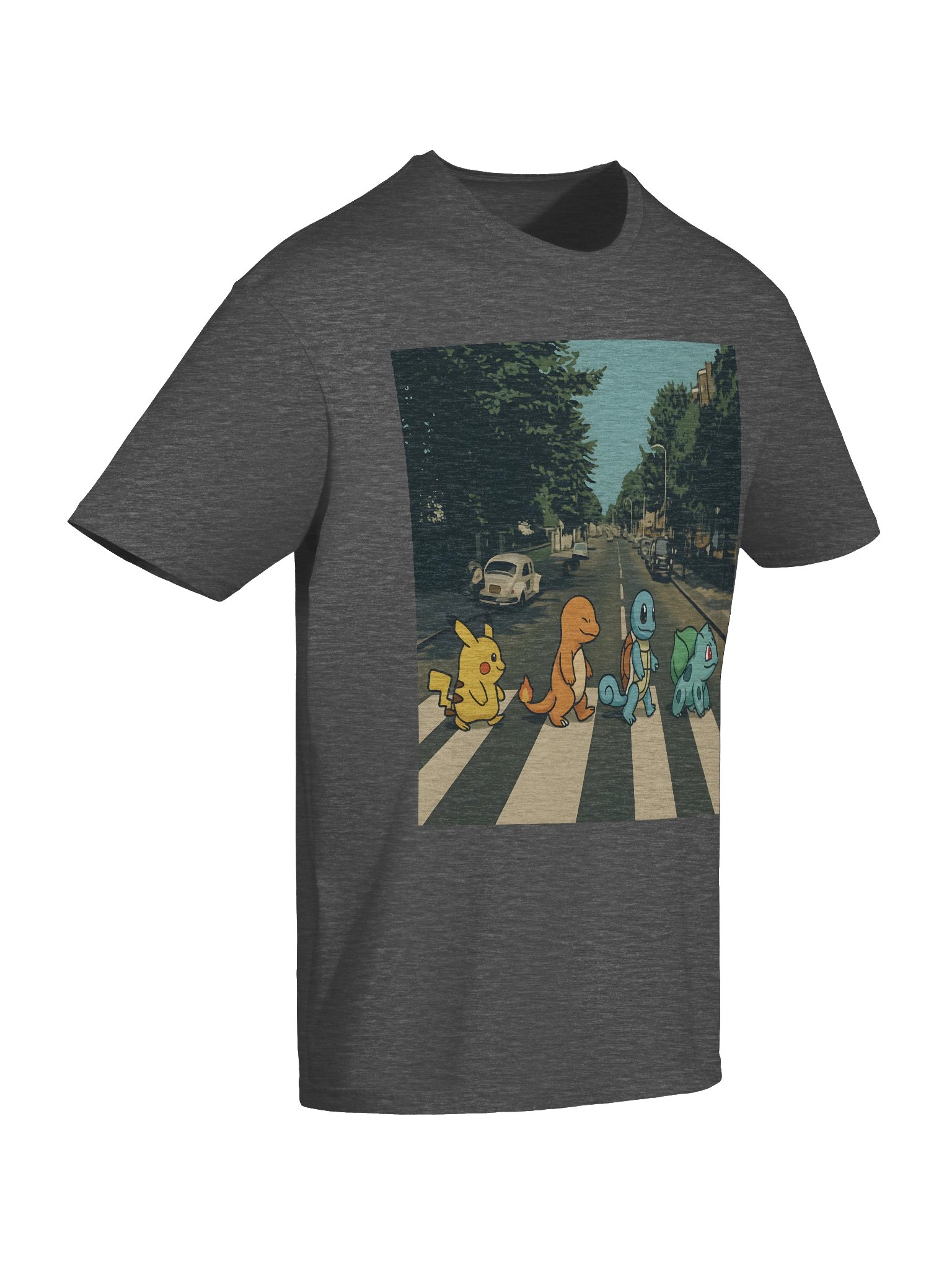 🚦 Abbey Road Pokémon Parody T-Shirt – Pikachu, Charmander, Squirtle & Bulbasaur Cross the Street product image (10)
