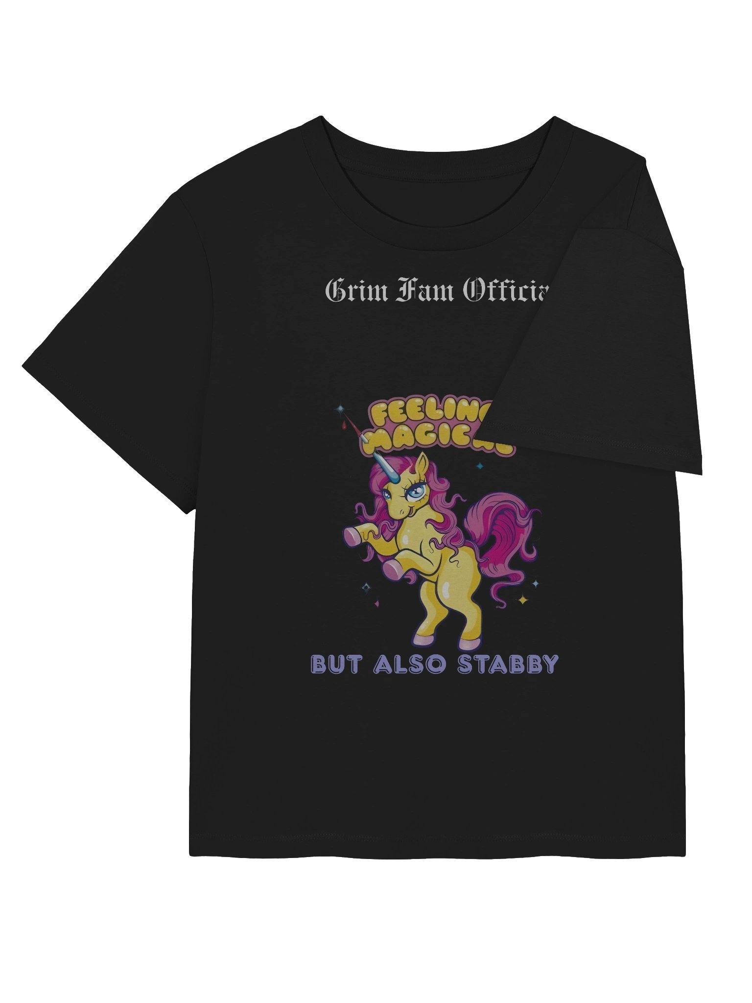 FEELING MAGICAL (BUT ALSO STABBY) – UNICORN CHAOS -Women's Organic Ribbed Neck T-Shirt #2 White text product image (4)