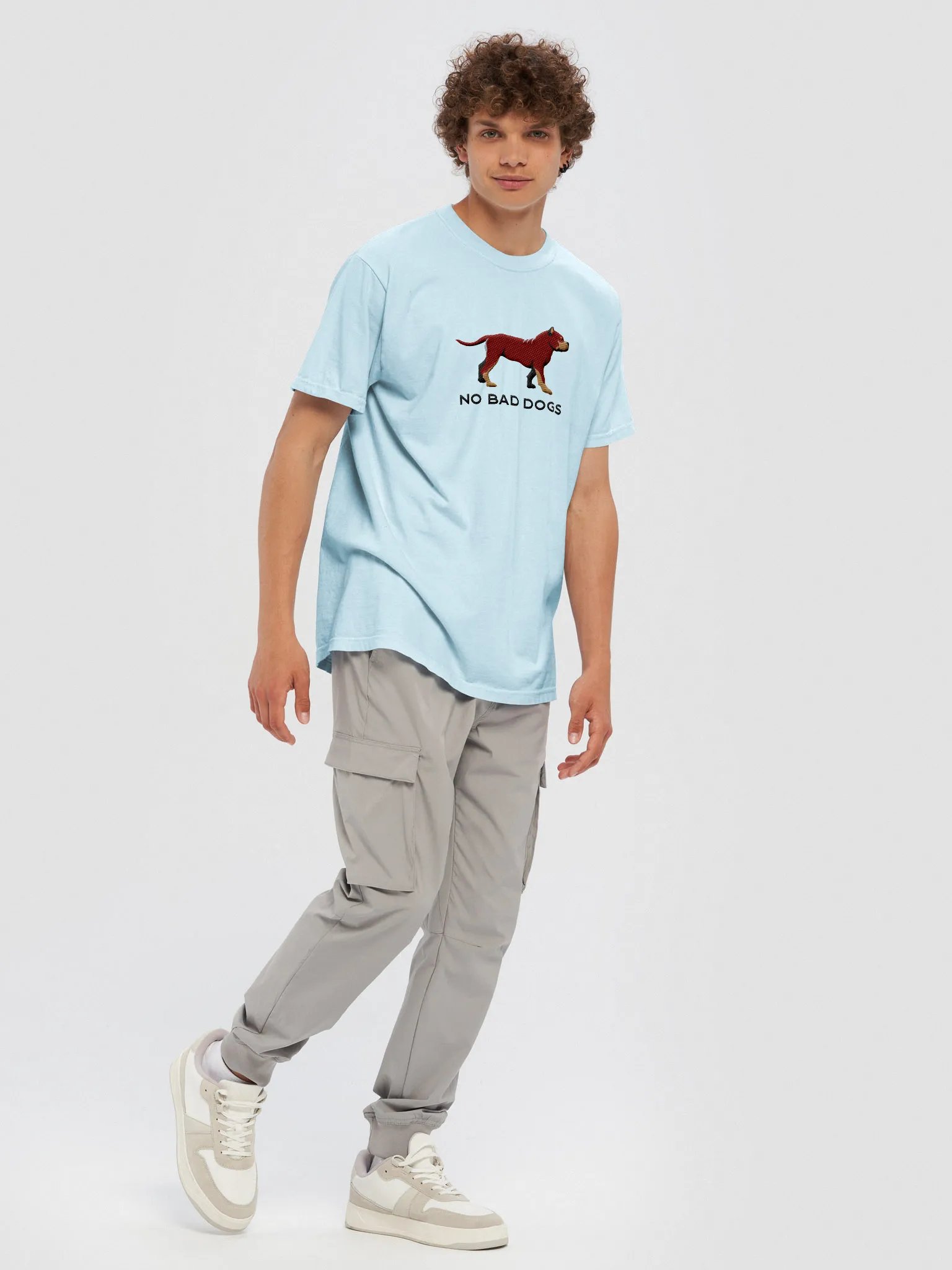 No Bad Dogs T-Shirt(Embroidered) of an American Bully(Red & Tan) product image (9)