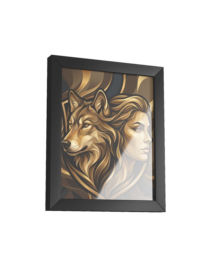 Moonlit Duality — Wolf & Woman Framed Poster product image (9)