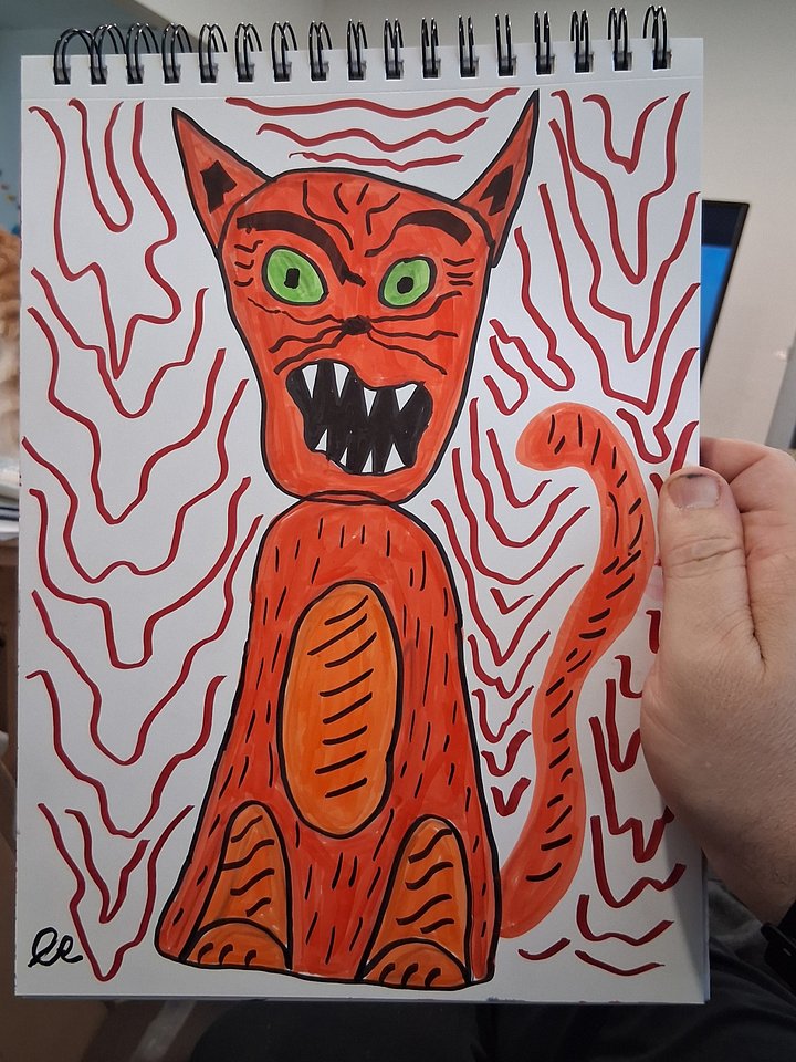 Orange Cat Rage Original Drawing product image (1)