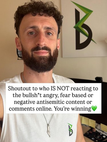 Your feed might be flooded with antisemitism, Jew hate, or bullsh*t negativity. If you aren’t reacting, you’re winning. Keep ...