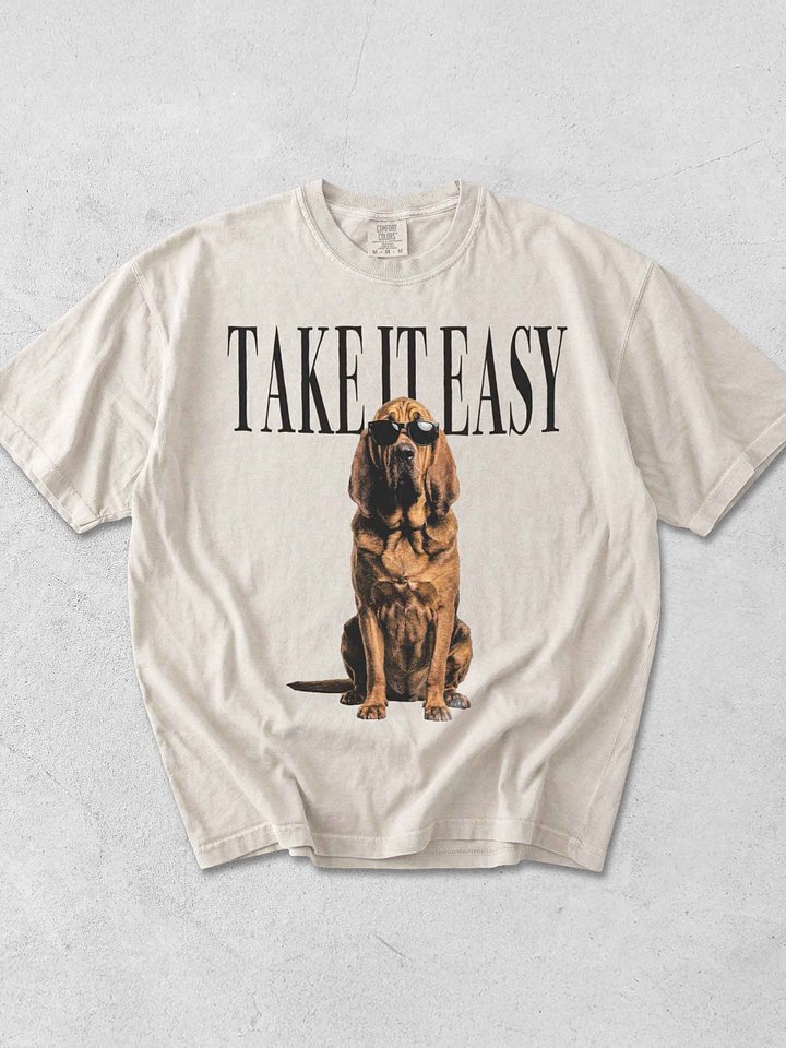 Take It Easy '90s Pop Vintage-Style T-Shirt for Bloodhound Owners product image (1)