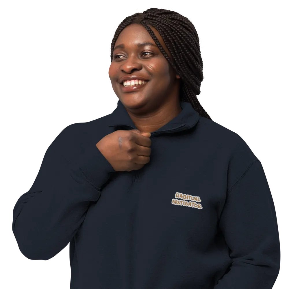 HABITUAL INSTIGATOR (brass bubble design) embroidered quarter zip product image (8)