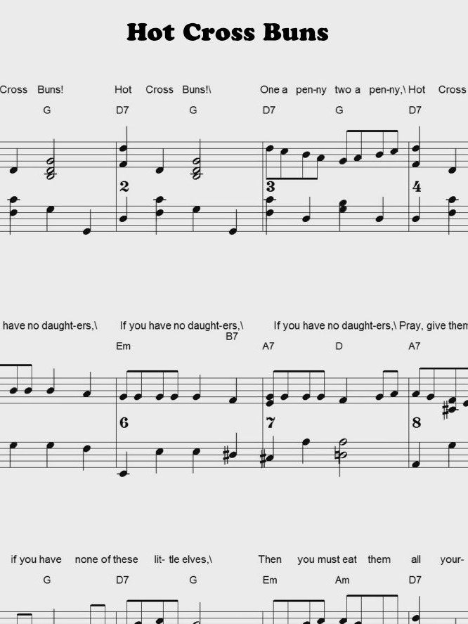 Hot Cross Buns - CS - Piano sheet music product image (1)