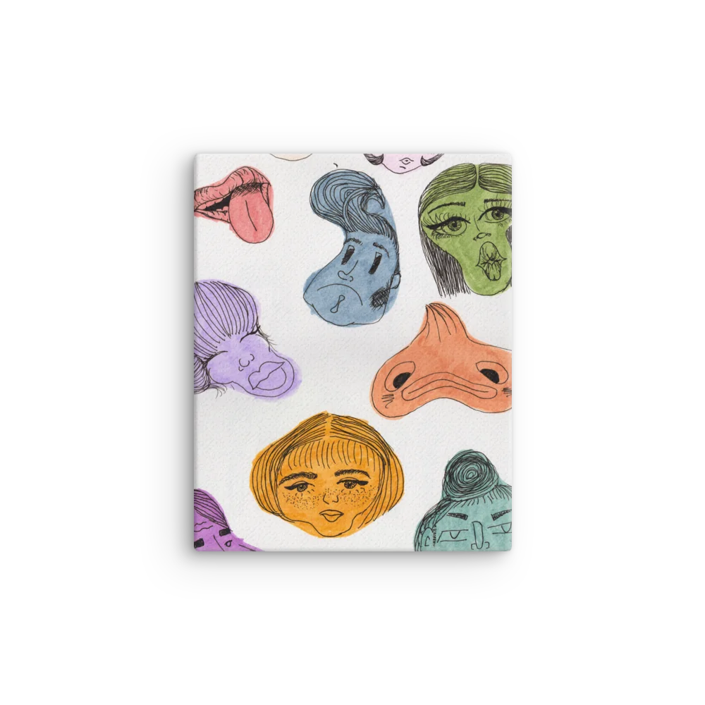 Faces - Handmade Piece Sleek Slim Canvas Art product image (1)