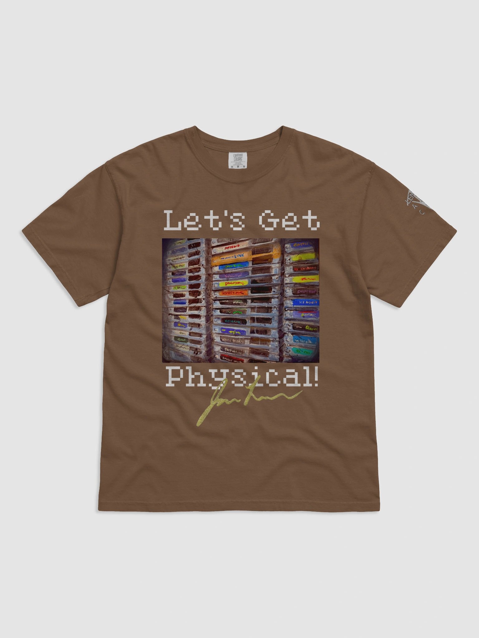 "Let's Get Physical!" Retro Video Game Cartridge Stack Tee product image (7)