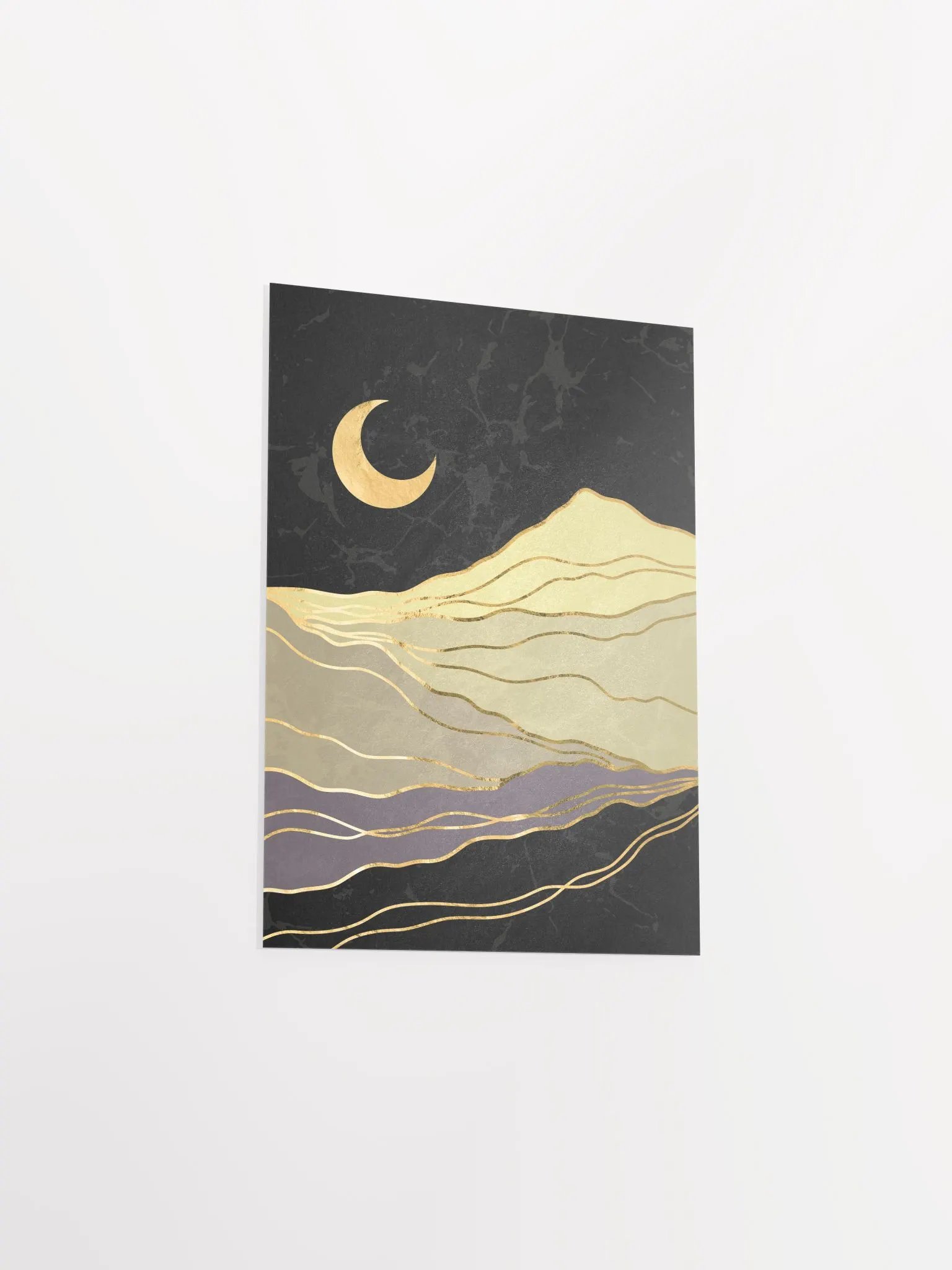 Golden landscape with moon #2 — Japanese golden poster, travel poster, aesthetic poster product image (8)