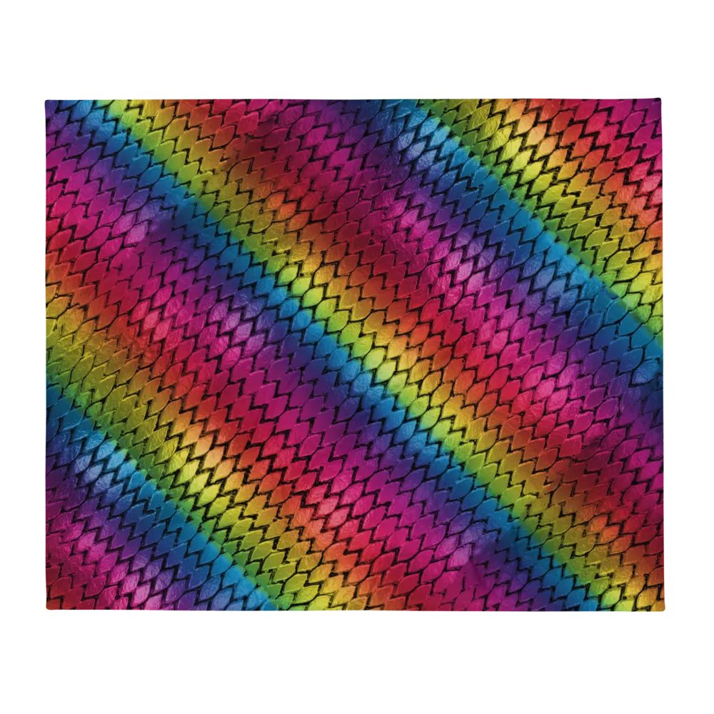 Diagonal Rainbow Dragon Scales Throw Blanket product image (1)