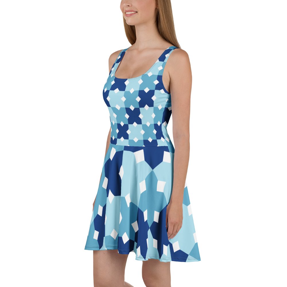 Symmetric Blue Cross Skater Dress product image (1)