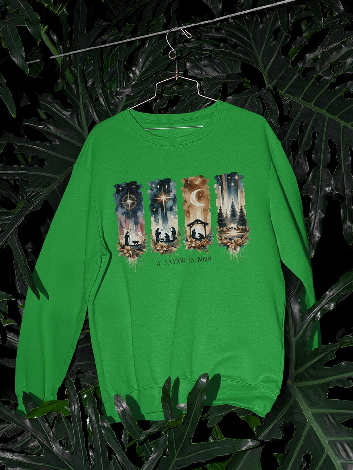 A Savior Is Born Christmas Sweatshirt product image (1)