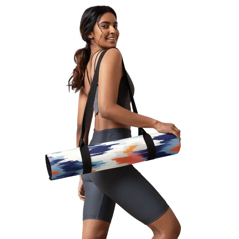 Abstract Ikat Blue Yoga Mat product image (6)