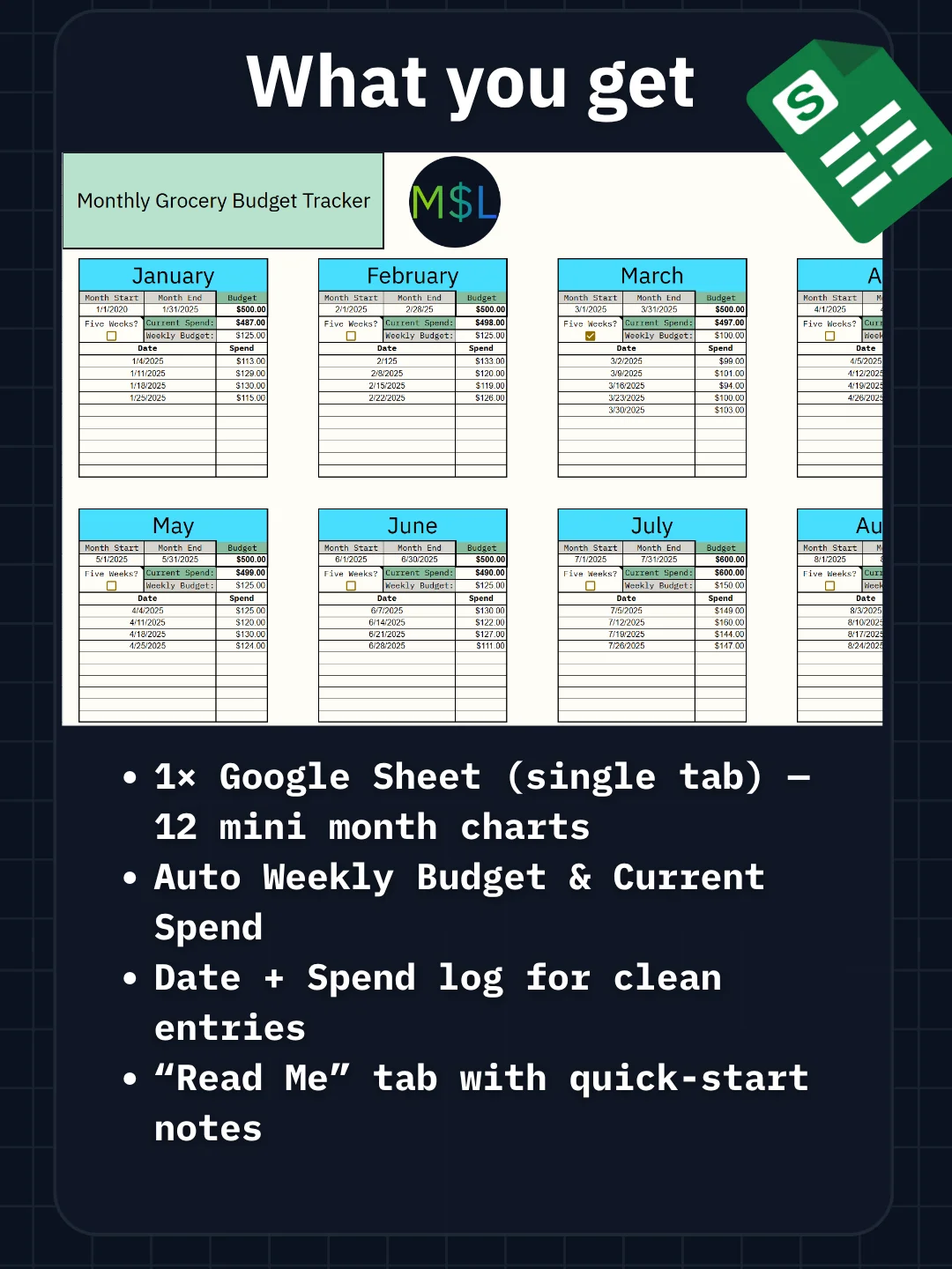 Monthly Grocery Budget Tracker (Free) product image (3)
