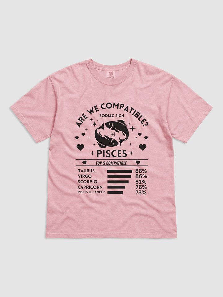 Pisces Zodiac Sign Romantic Compatibility T-Shirt - Light Comfort Colors 1717 product image (2)