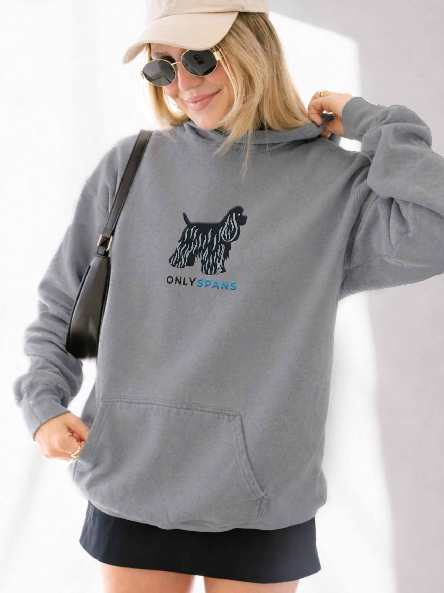 Only Spans Premium Hoodie (Embroidered) of an American Cocker Spaniel(Black) product image (2)
