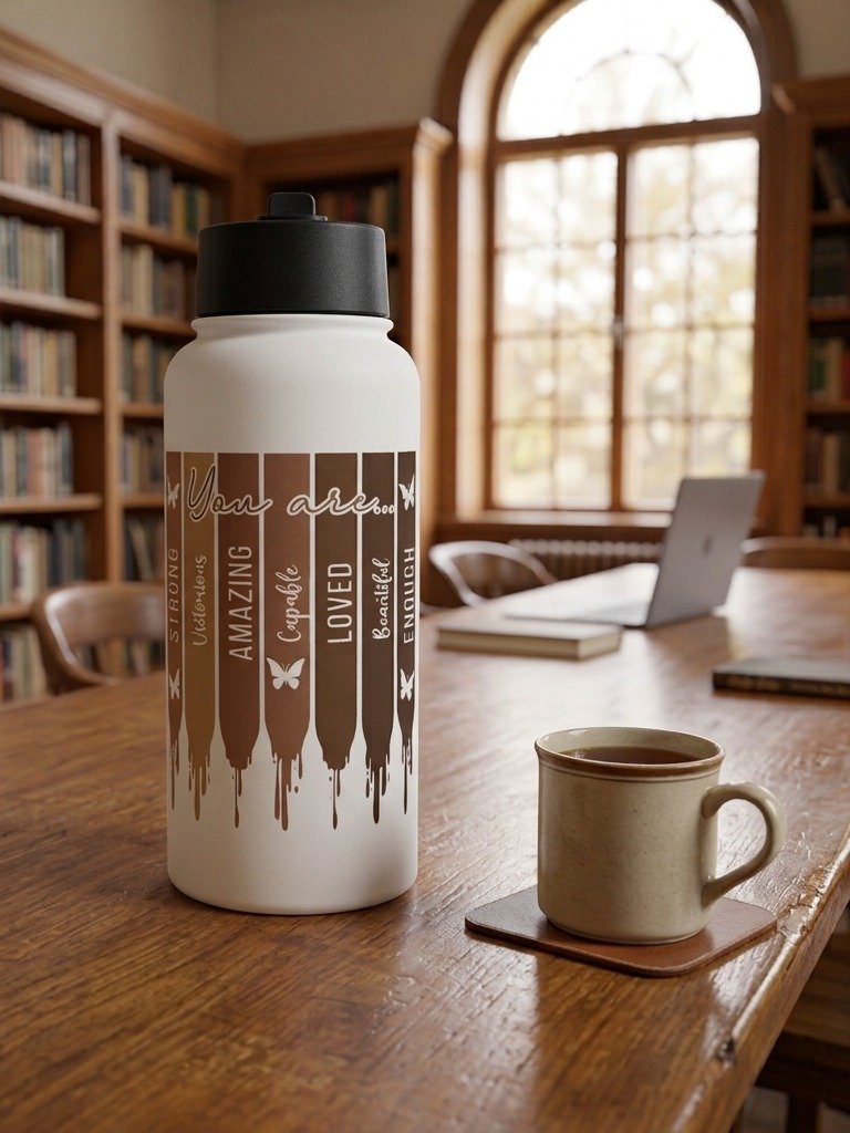 Melanin Stripes 32 oz Stainless Steel Water Bottle for Black Women product image (6)