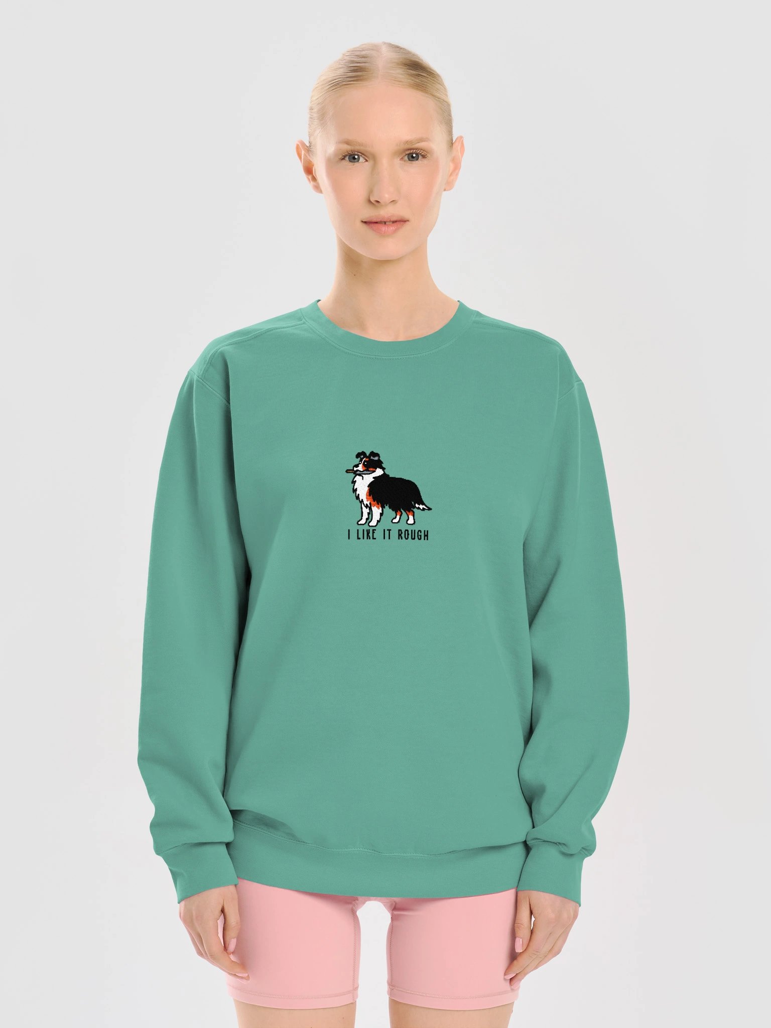 I Like It Rough Funny Chibi-Style Embroidered Premium Sweatshirt for Rough Collie(Tricolor) Owners product image (29)