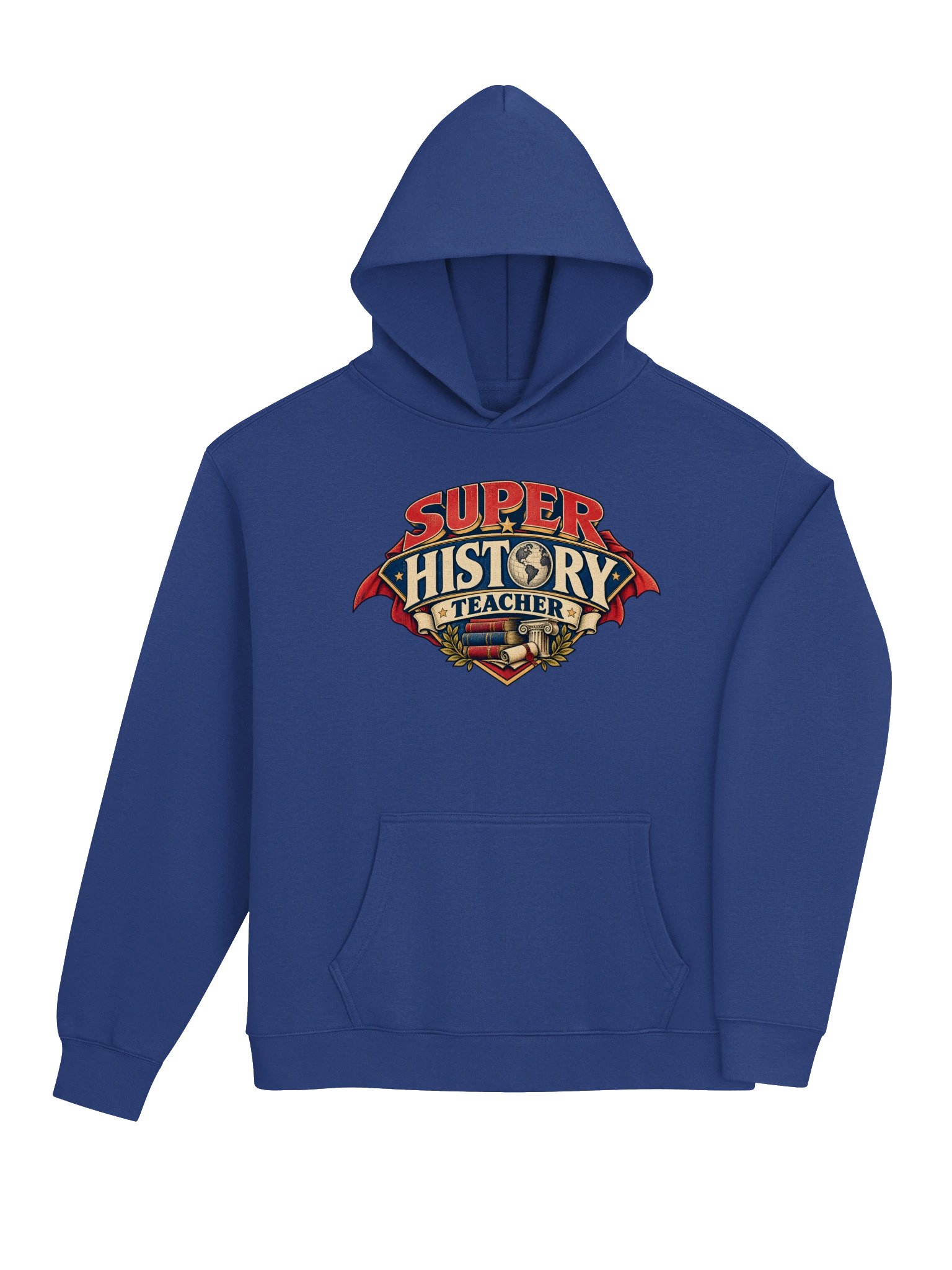 Super History Teacher Hoodie, Cobalt Heavyweight Fleece Pullover product image (6)