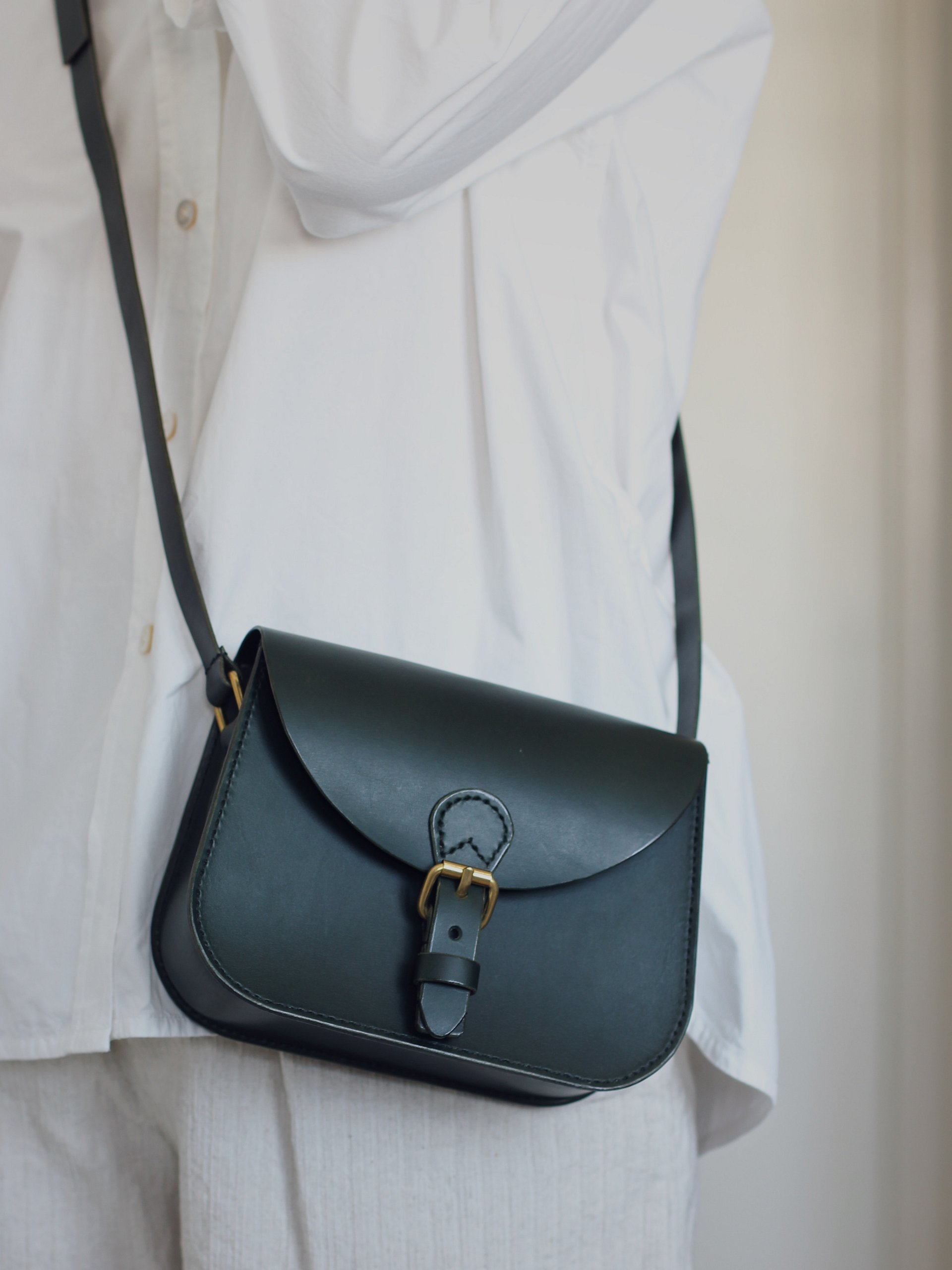 SPECIAL SALE - Dark Green Vegetable Tanned Leather Saddle Bag - Small product image (5)