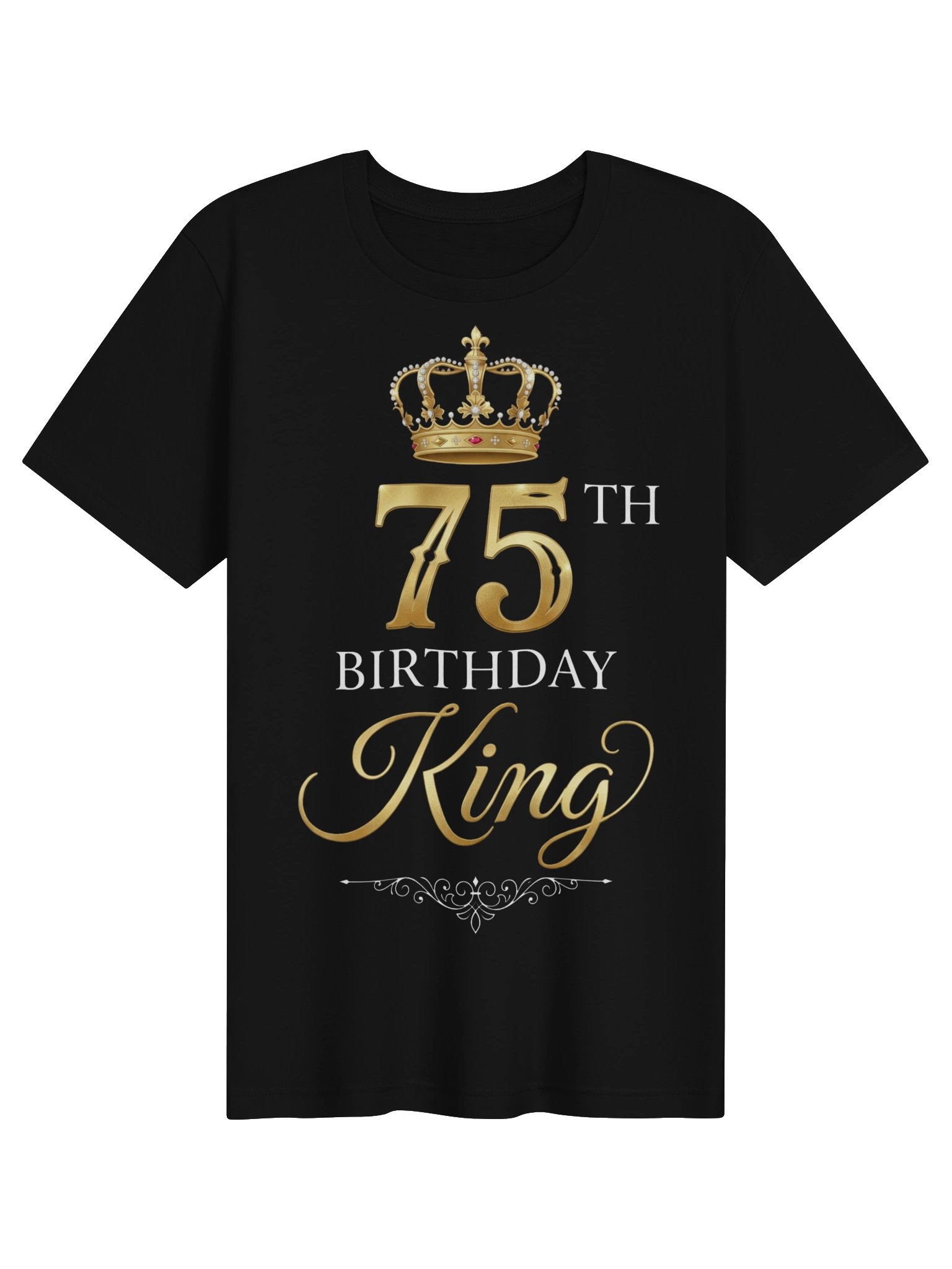 75th Birthday King Crown T-Shirt - Gold Crown 75 Years Old Birthday Gift Tee product image (3)