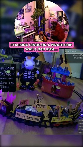 I take no responsibility for what happens to dinosaurs on my stream. Reminder to my future self: pirate ship was a bad choice...