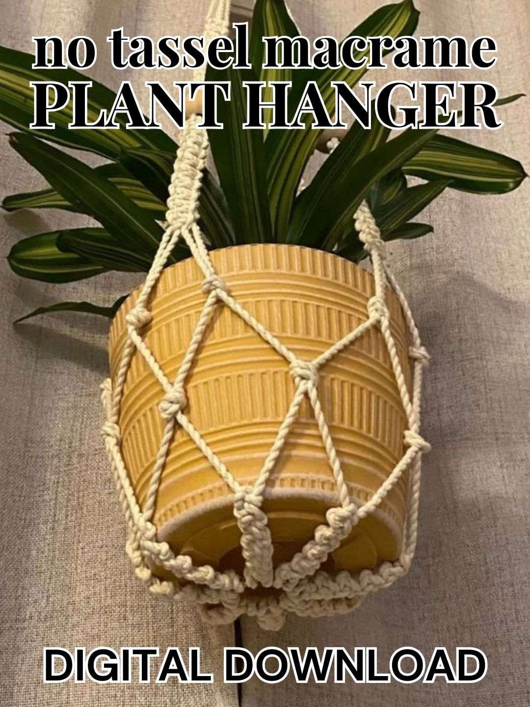 No Tassel Macrame Plant Hanger (Digital PDF Pattern) product image (1)