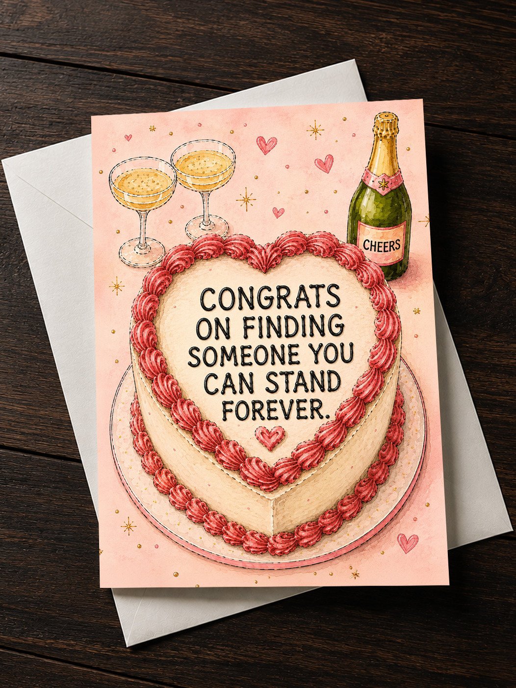 FUNNY ENGAGEMENT CARD: Congrats on Finding Someone You Can Stand Forever product image (1)