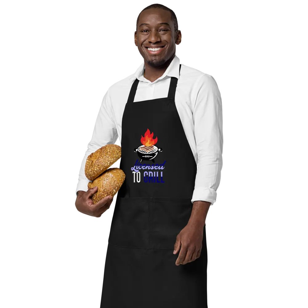 License To Grill- Apron Blue Lettering product image (4)