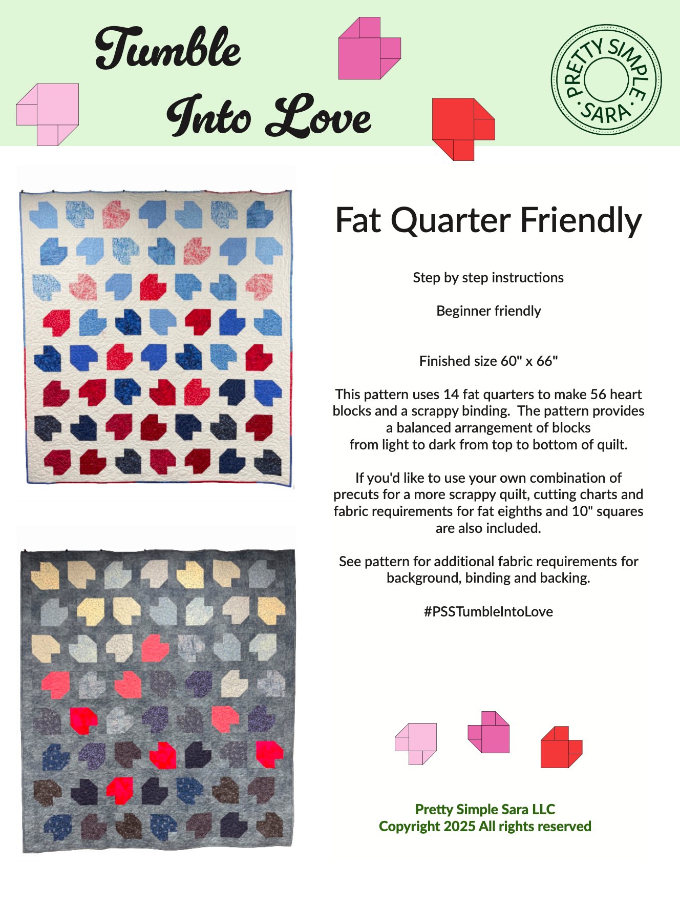 Tumble Into Love Throw Quilt Pattern product image (1)