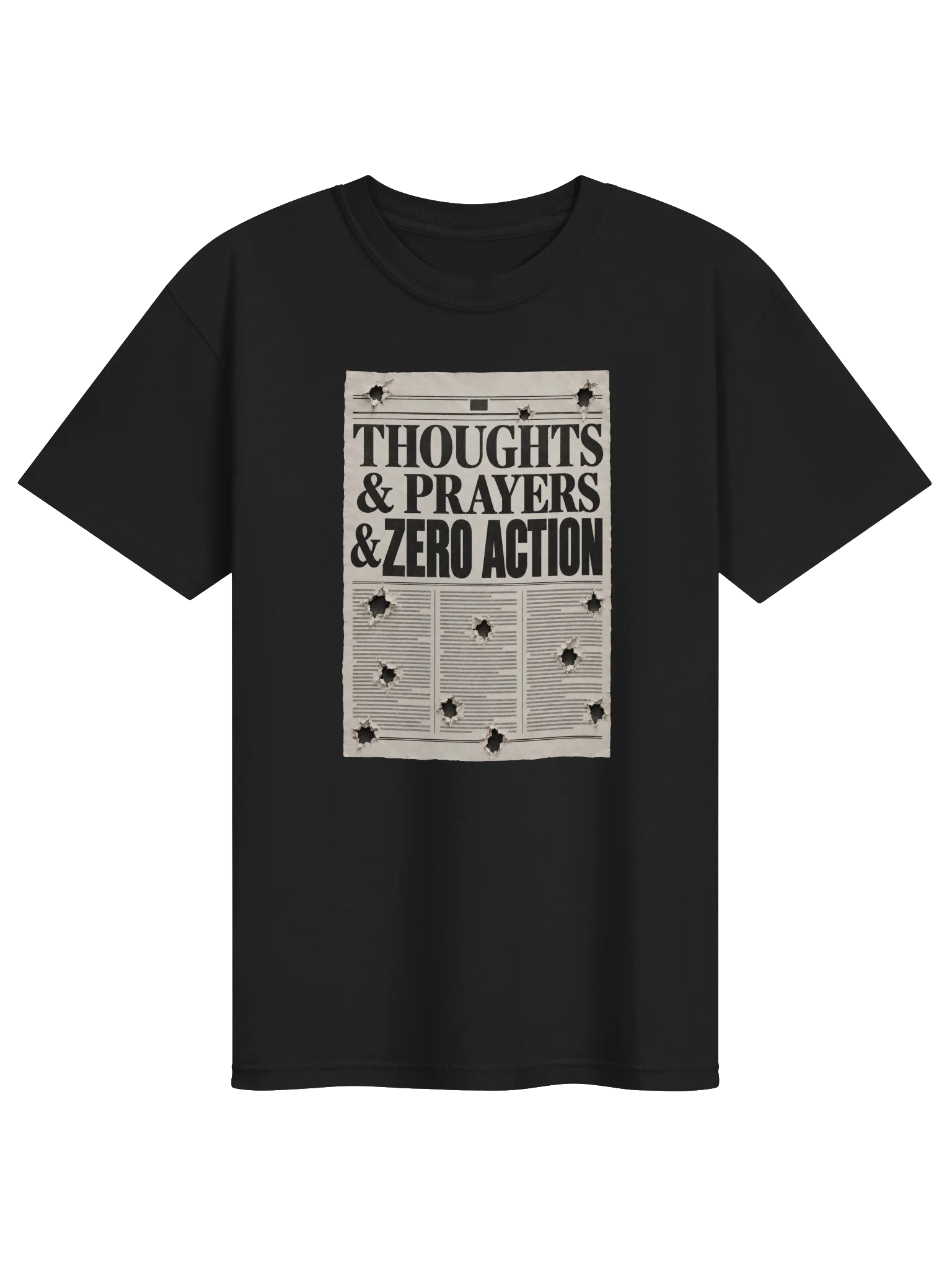 Thoughts & Prayers & Zero Action — Newspaper Tee product image (1)